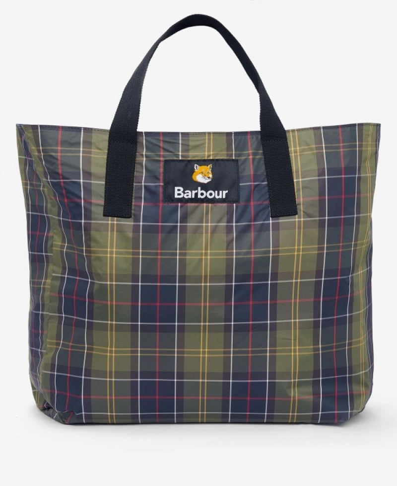 Barbour x Maison Kitsuné Reversible Tote Bleumarin Inchis | USYV8466
