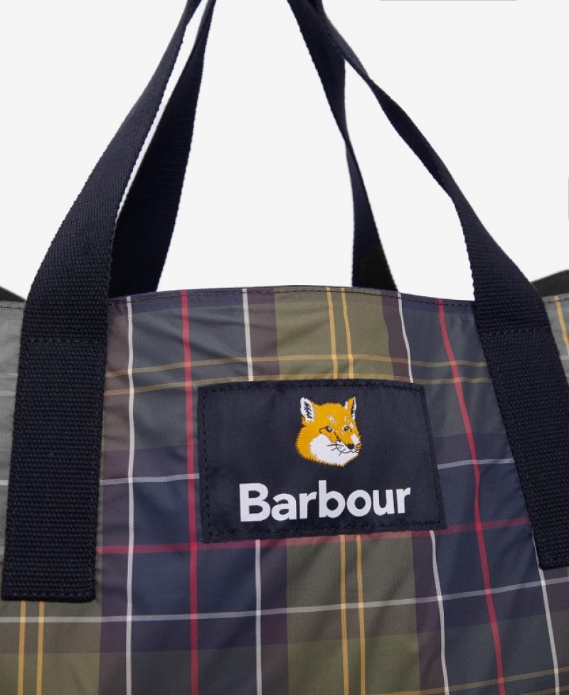 Barbour x Maison Kitsuné Reversible Tote Bleumarin Inchis | USYV8466