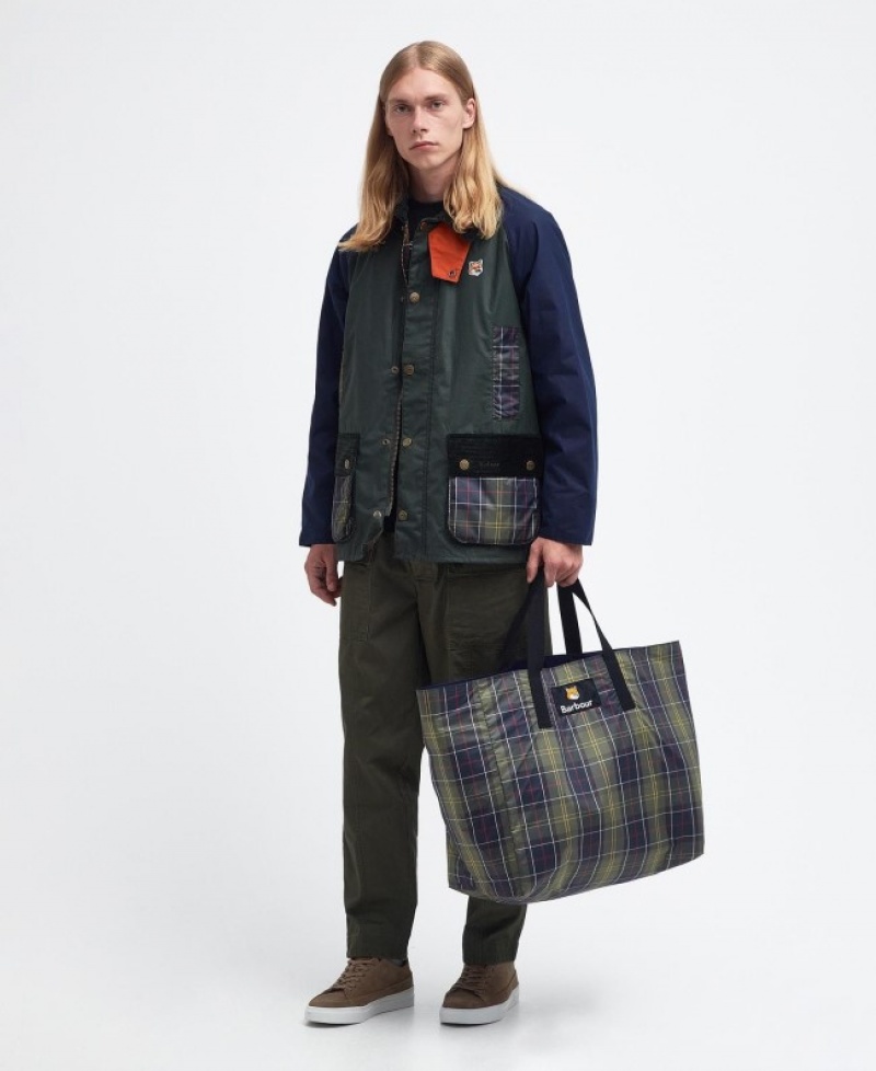 Barbour x Maison Kitsuné Reversible Tote Bleumarin Inchis | ZTCL1427