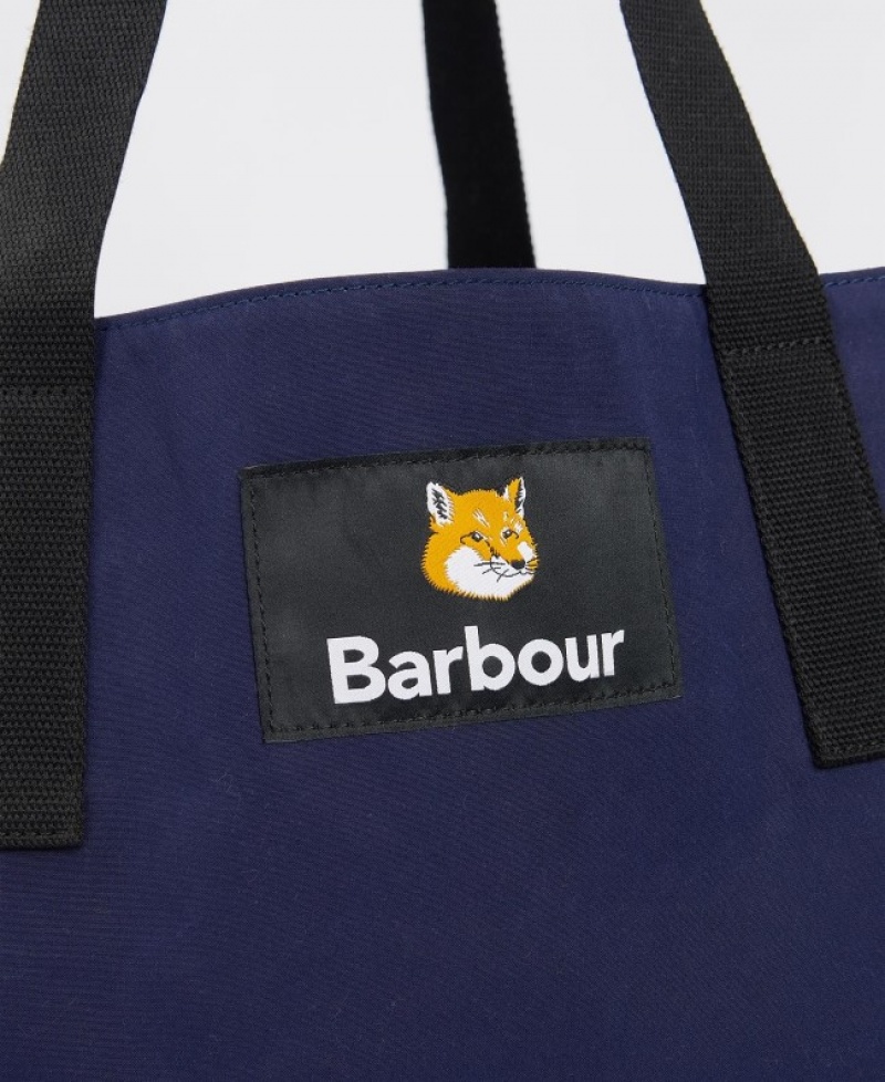 Barbour x Maison Kitsuné Reversible Tote Bleumarin Inchis | ZTCL1427