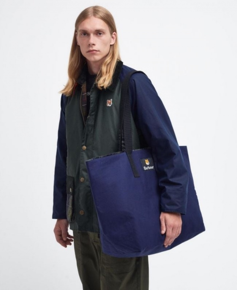 Barbour x Maison Kitsuné Reversible Tote Bleumarin Inchis | ZTCL1427